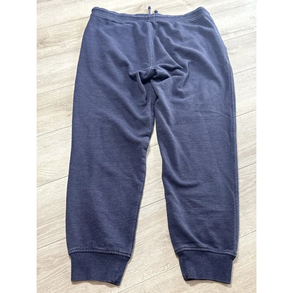 J. Crew Authentic Fleece Washed Denim Blue Fleece Joggers Drawstring Pockets L